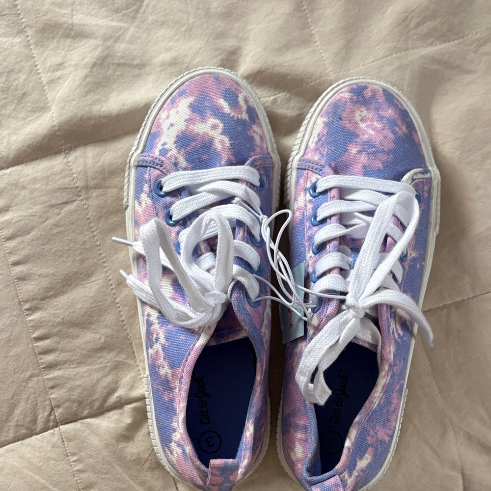 Cat & Jack Pascale Little Girl Youth Size 3 Pink and Purple Tie-Dye Sneakers NWT - Picture 4 of 9